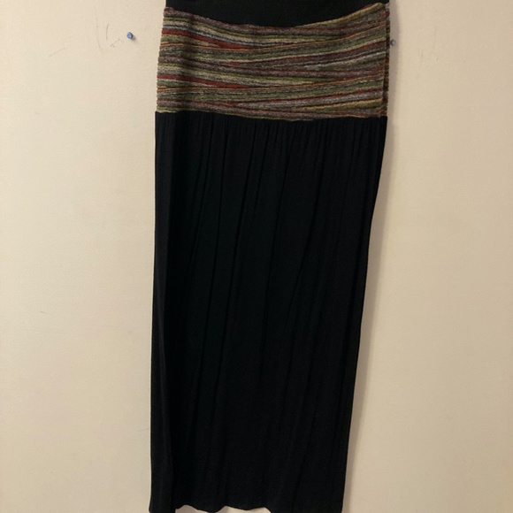 Cherry K black maxi skirt with colorful waist, size L - Picture 3 of 4